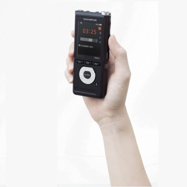 Photo of a person holding up the Olympus DS-2600 Business Dictation Recorder | featured image for Olympus DS-2600 Business Dictation Recorder.