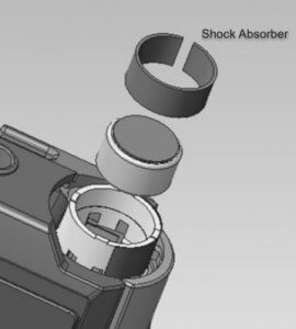 An illustration of the shock absorber rings on the DS-9000 digital dictation recorder | Featured image DS 9000 – A pocket-sized dictation recorder for busy professionals Blog for Pacific Transcription.